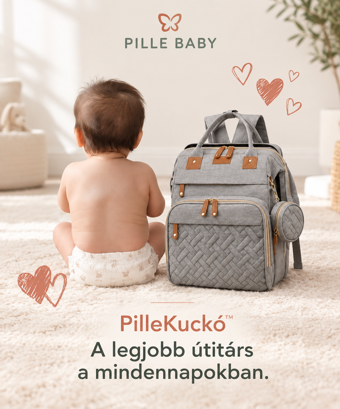 PilleKuckó™ - a fekvőhellyé nyitható pelenkázótáska