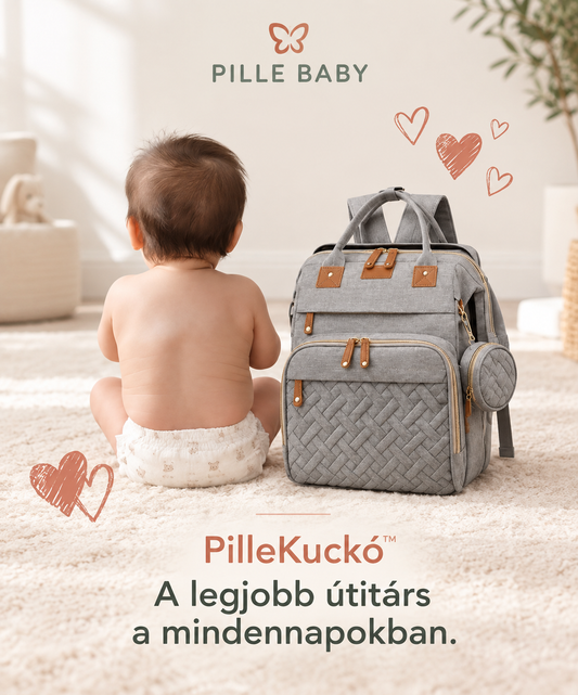 PilleKuckó™ - a fekvőhellyé nyitható pelenkázótáska